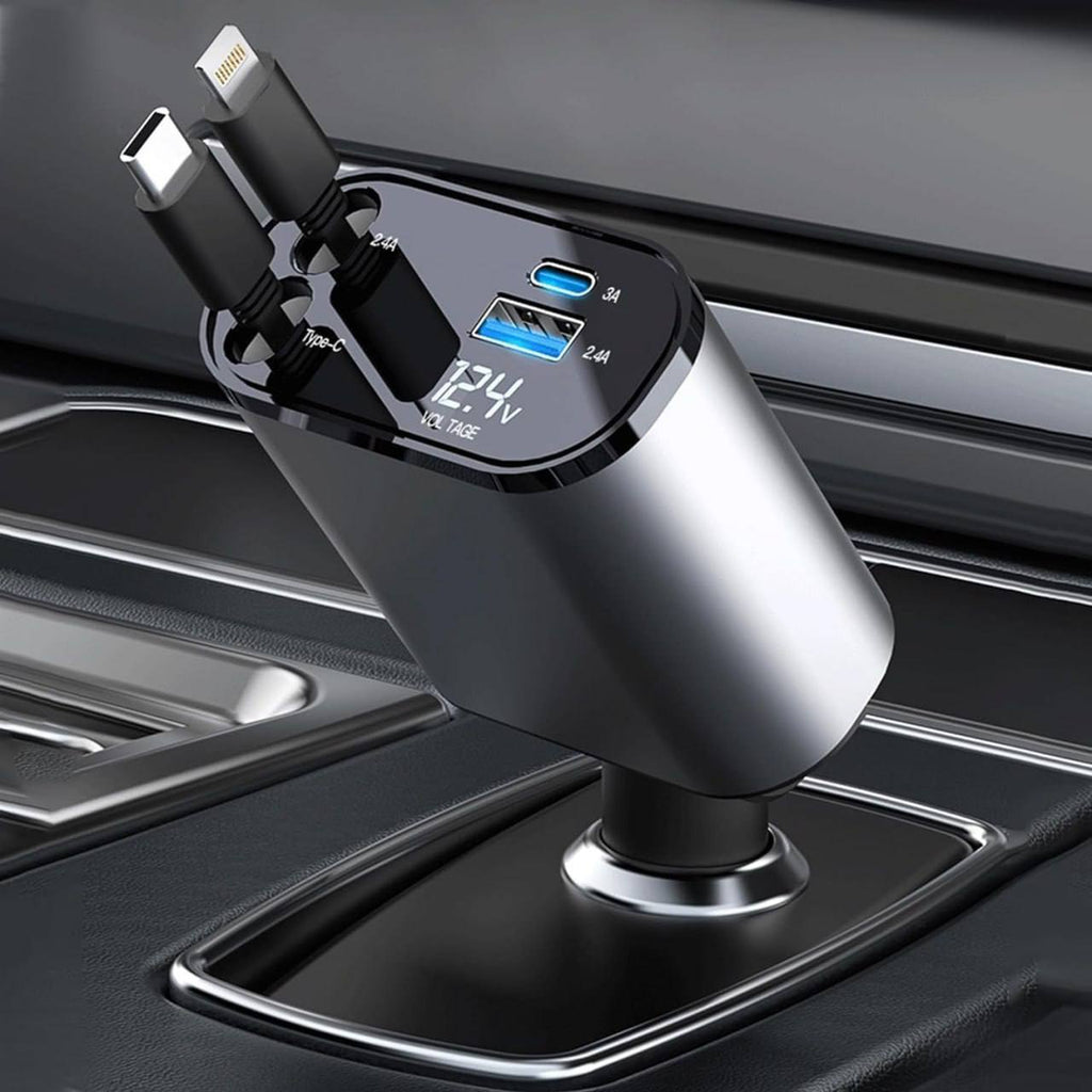 Retractable 4-in-1 Super-Fast Car Charger (120W)